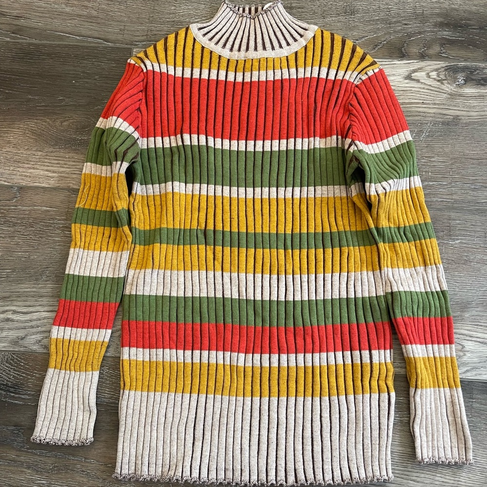 Oxknit Colorful Striped Turtleneck Sweater NWT size S